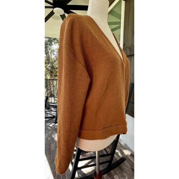 Texture & Thread Madewell Womens Wrap Top Burnt Orange Brown Size Medium - Picture 4 of 6